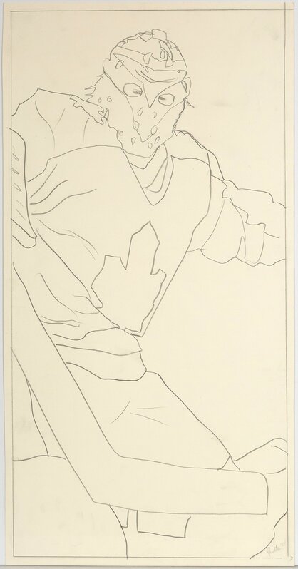 Charles Pachter, ‘Hockey Knights in Canada, Goalie’, 1984, Drawing, Collage or other Work on Paper, Pencil on paper, Caviar20