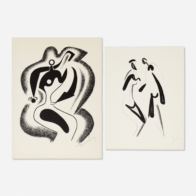 Alexander Archipenko, ‘Sculptor; Encounter (two works)’, Print, Lithograph, Rago/Wright/LAMA/Toomey & Co.