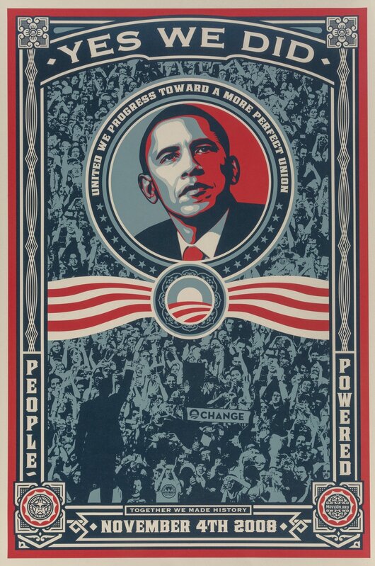 Shepard Fairey, ‘Yes We Did’, 2008, Print, Offset lithograph on speckled cream paper, Heritage Auctions