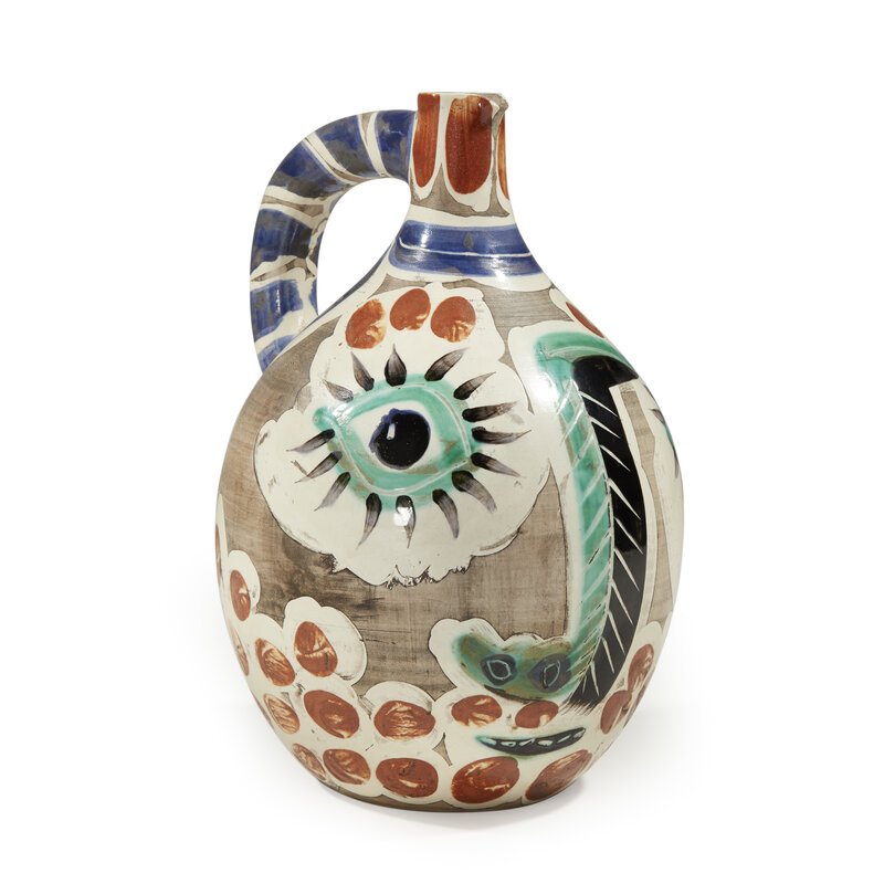Pablo Picasso, ‘Face with Black Nose’, 1969, Design/Decorative Art, White earthenware clay vase with decoration in engobes by knife under partial brushed glaze with gray patina., Freeman's