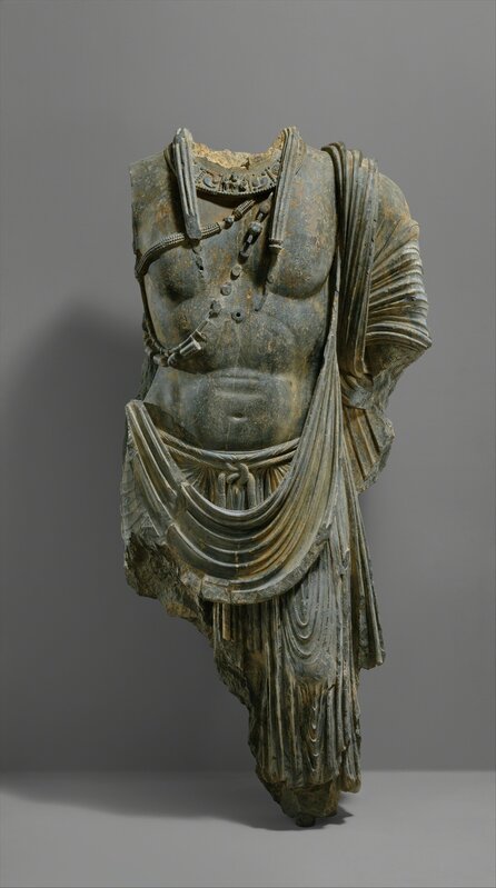 Probably Sahri-Bahlol Workshop, ‘Torso of a Bodhisattva’, ca. 5th century, Sculpture, Schist, The Metropolitan Museum of Art