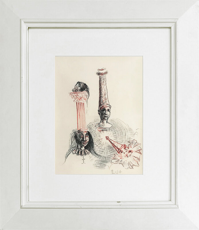 George Condo, ‘UNTITLED (TWO HEADS)’, 1984, Drawing, Collage or other Work on Paper, Conte crayon on paper, Gallery Art