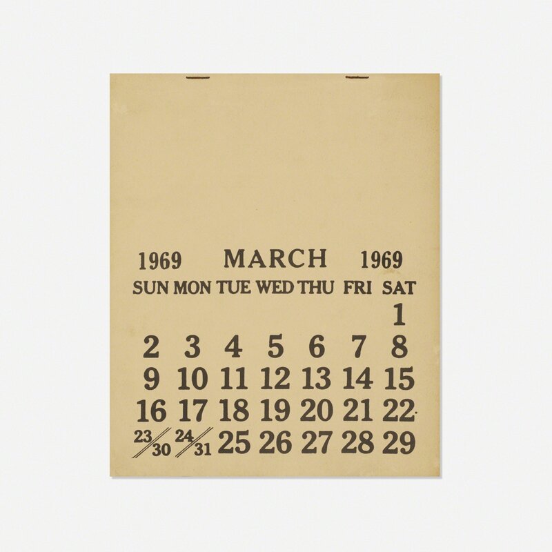 Seth Siegelaub, ‘One Month (March 1-31, 1969)’, 1969, Print, Printed paper, Rago/Wright/LAMA/Toomey & Co.