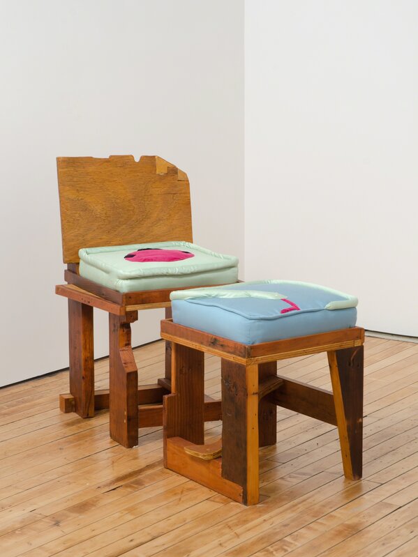 Chris Johanson, ‘Snake and Killroy (chair) Holding a Dying Star (ottoman) ’, 2014, Design/Decorative Art, Found wood, cushions, Fleisher/Ollman