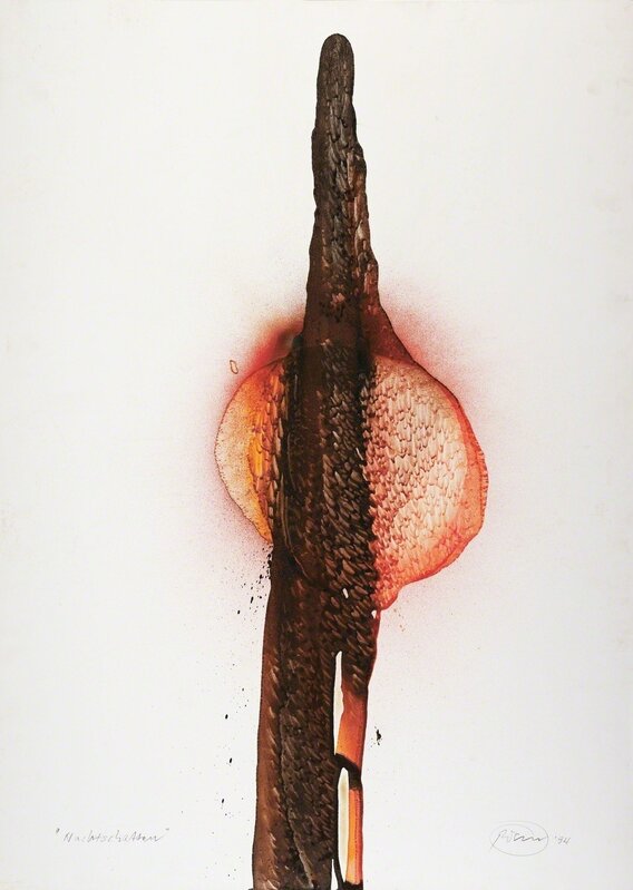 Otto Piene, ‘Nachtschatten’, 1994, Painting, Gouache, fire and smoke on cardboard, Galerie Leu