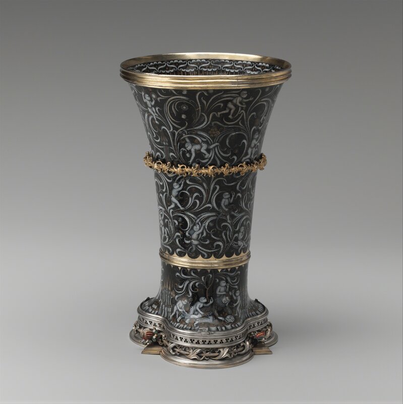 Unknown Netherlandish, ‘Beaker with Apes’, ca. 1425–1450, Design/Decorative Art, Silver, silver gilt, and painted enamel, The Metropolitan Museum of Art