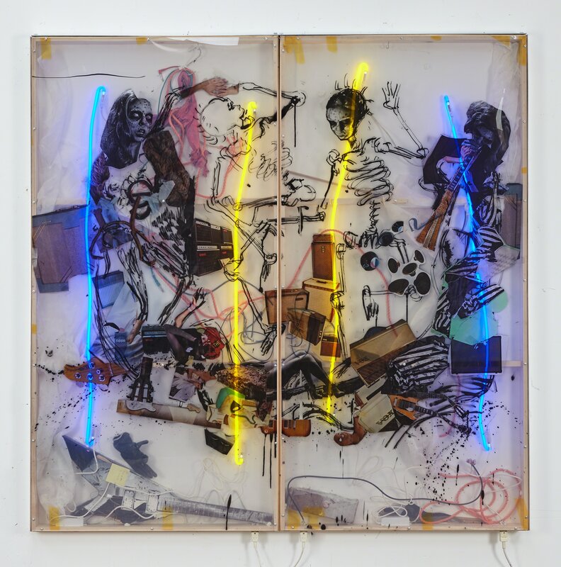 Joris Van de Moortel, ‘A day in the life of dance of death’, 2018, Sculpture, Neon, plexiglass, Duratrans transparant print, objects, aluminium, Galerie Nathalie Obadia