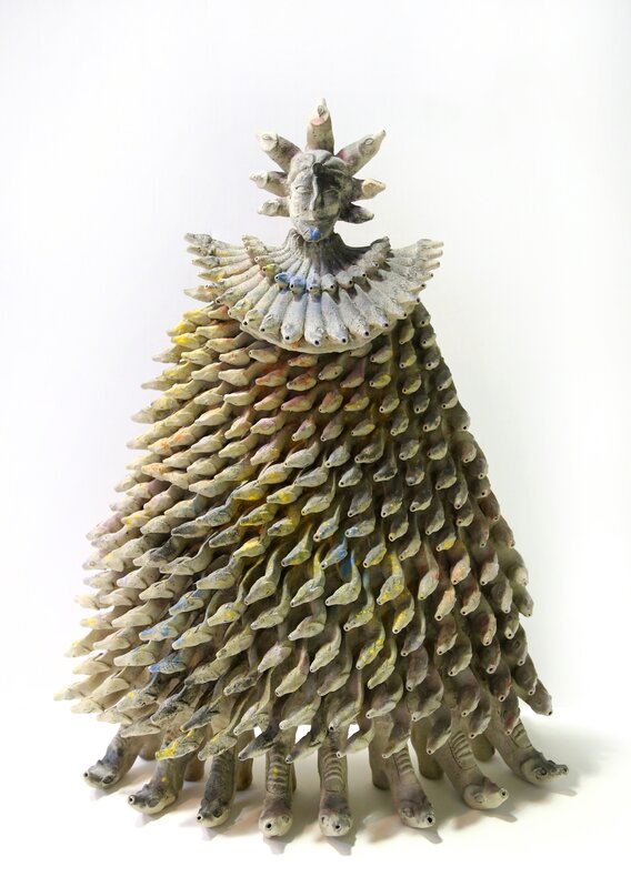 Alejandro Colunga, ‘Man with a Coat of Fishes’, 1983, Sculpture, Painted Terra Cotta Ceramic, RoGallery