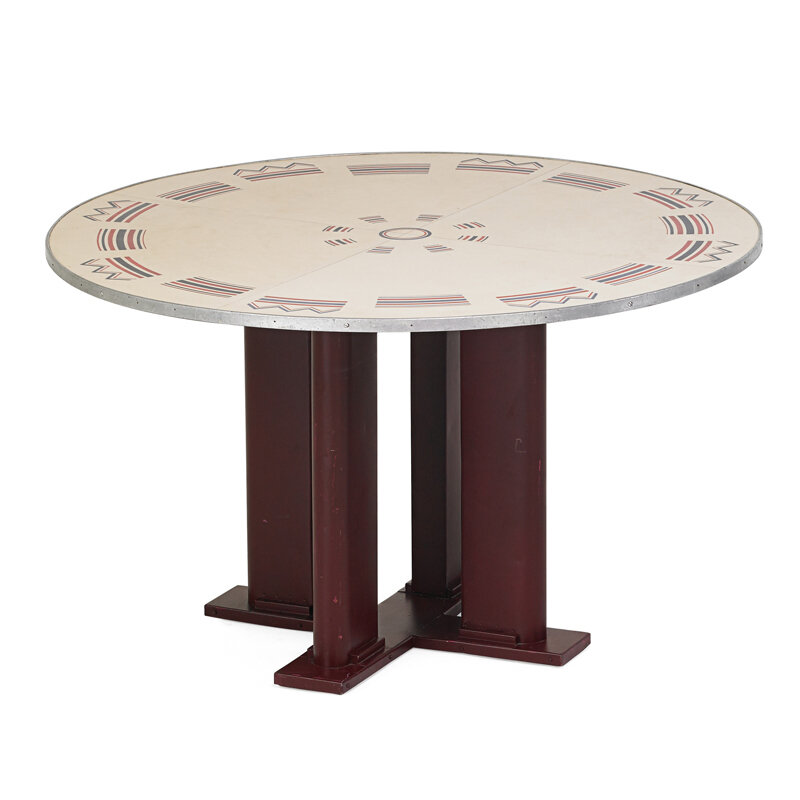 Jean Prouvé, ‘Cible dining table, France’, 1930s, Design/Decorative Art, Enameled steel, Melamine, aluminum, Rago/Wright/LAMA