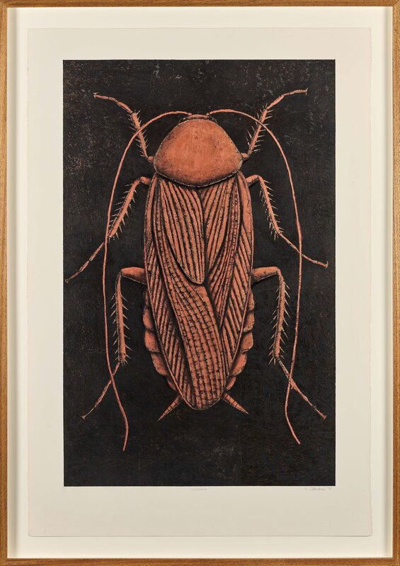 Walter Oltmann, ‘Cockroach’, 1998, Drawing, Collage or other Work on Paper, Oil paint, oil stick and copper leaf on paper, Goodman Gallery
