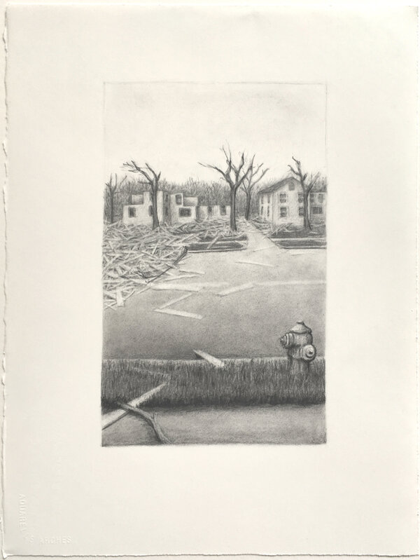 Marina Moevs, ‘Study for ‘Across the Street’’, 2003, Drawing, Collage or other Work on Paper, Charcoal on paper, Venice Art Walk Benefit Auction