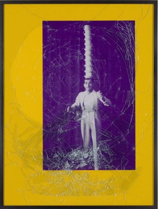 Barbara Bloom, ‘Balance #1 (Purple Head Stack)’, 2001, Mixed Media, Iris print in colored matte with broken glass embedded in Plexiglas, Tracy Williams, Ltd.
