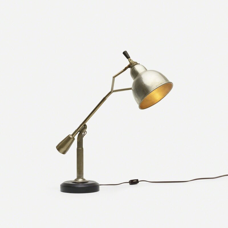 Edouard-Wilfred Buquet, ‘table lamp’, c. 1925, Design/Decorative Art, Aluminum, nickel-plated brass, lacquered wood, Rago/Wright/LAMA/Toomey & Co.