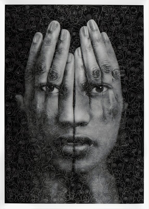 TIGRAN TSITOGHDZYAN, ‘Black Mirror Reimagined’, 2019, Drawing, Collage or other Work on Paper, Drawing on print of original painting, FREMIN GALLERY