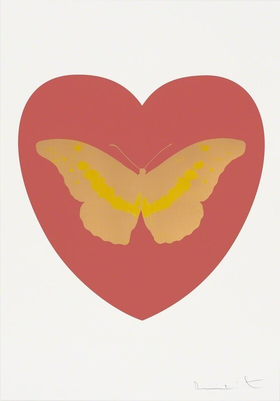 Damien Hirst, ‘I Love You - coral, cool gold, oriental gold ’, 2015, Print, Silkscreen and 2 colour foil block on Somerset Satin 410gsm. Edition of 14. Signed and numbered., Paul Stolper Gallery