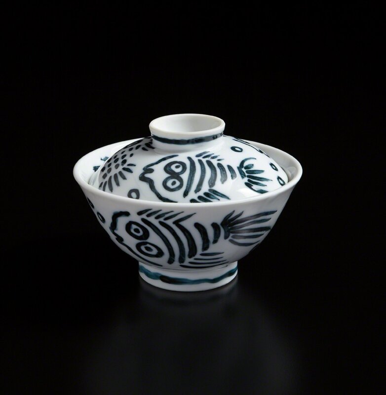 Keith Haring, ‘Untitled (Pop Shop Tokyo, Rice Bowl)’, 1987, Design/Decorative Art, Unique ceramic bowl and lid painted in dark teal with glaze, Phillips
