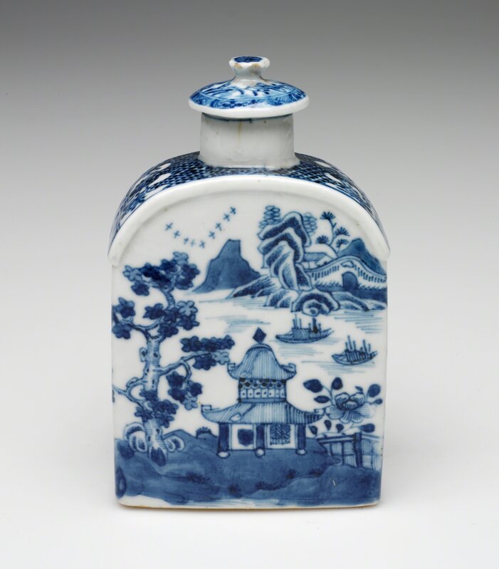 ‘Tea Caddy’, circa. 1820, Design/Decorative Art, Porcelain with underglaze blue and glaze, RISD Museum
