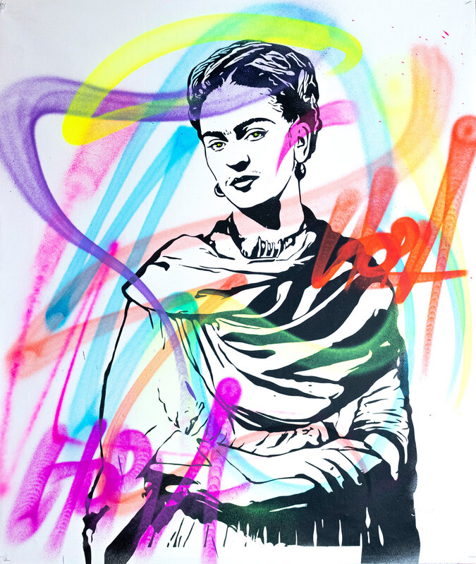 Utopia, ‘Frida Kahlo in Colours’, 2021, Painting, Stencil and mixed media on canvas, La Maison de la Petite Sara