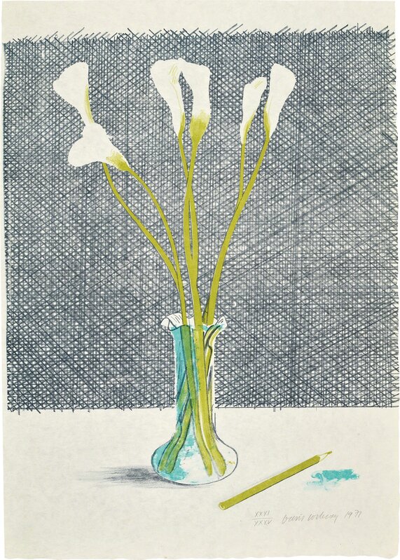 David Hockney, ‘Lillies, from Europäische Graphik No VII’, 1971, Print, Lithograph in colours, on Japanese paper, the full sheet., Phillips