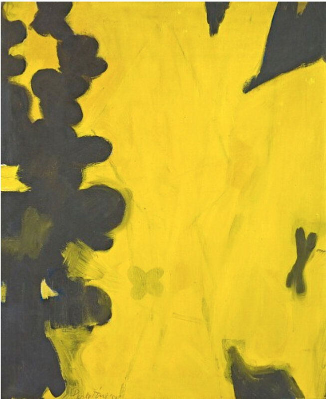 Perle Fine, ‘Charcoal-Black and Yellows’, 1952, Painting, Oil on canvas, Berry Campbell Gallery