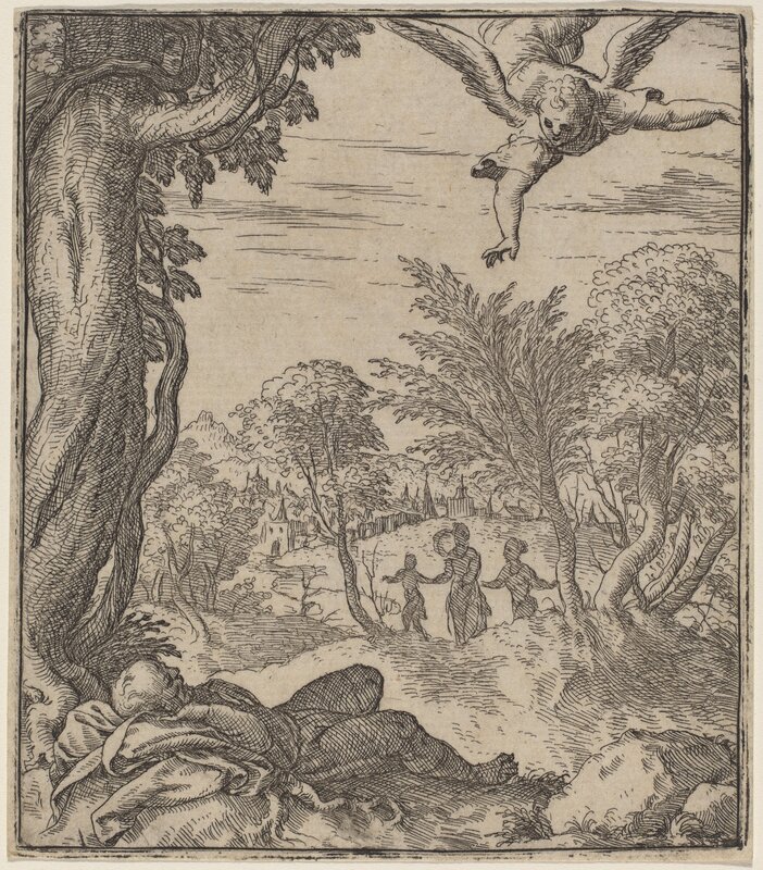 Giovanni Battista Fontana, ‘The Angel Appearing to Joseph’, Print, Etching on laid paper, National Gallery of Art, Washington, D.C.