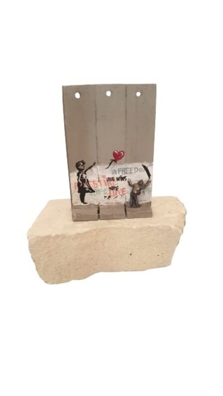 Banksy, ‘Walled Off Hotel - Three-Part Wall Section (Girl With Balloon)’, Ephemera or Merchandise, Hand-painted resin sculpture with West Bank Separation Wall base, Tate Ward Auctions