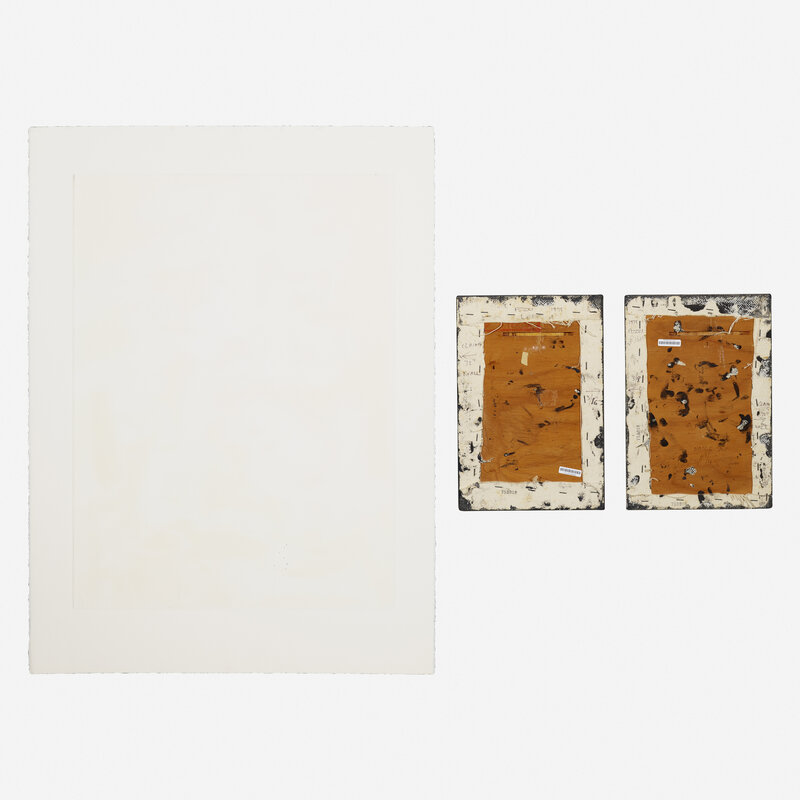 Lucio Pozzi, ‘Untitled (diptych); Untitled (two works)’, 1975-1981, Mixed Media, Oil on canvas, etching, Rago/Wright/LAMA/Toomey & Co.