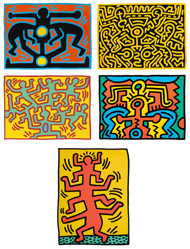 Keith Haring, ‘Growing Series I-V ’, 1988, Print, Screen prints on Lenox Museum Board, Gazelli Art House
