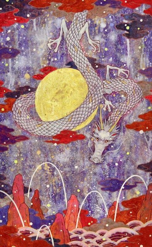 Koki Tsujimoto, ‘Auspicious White Dragon: Tsukimai’, 2019, Painting, Natural pigments on Japanese paper mounted on wood panel, SEIZAN Gallery