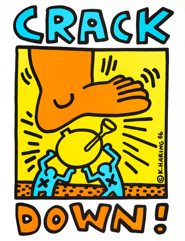 Keith Haring, ‘Crack Down’, 1986, Print, Offset Litho, Oliver Clatworthy Gallery Auction