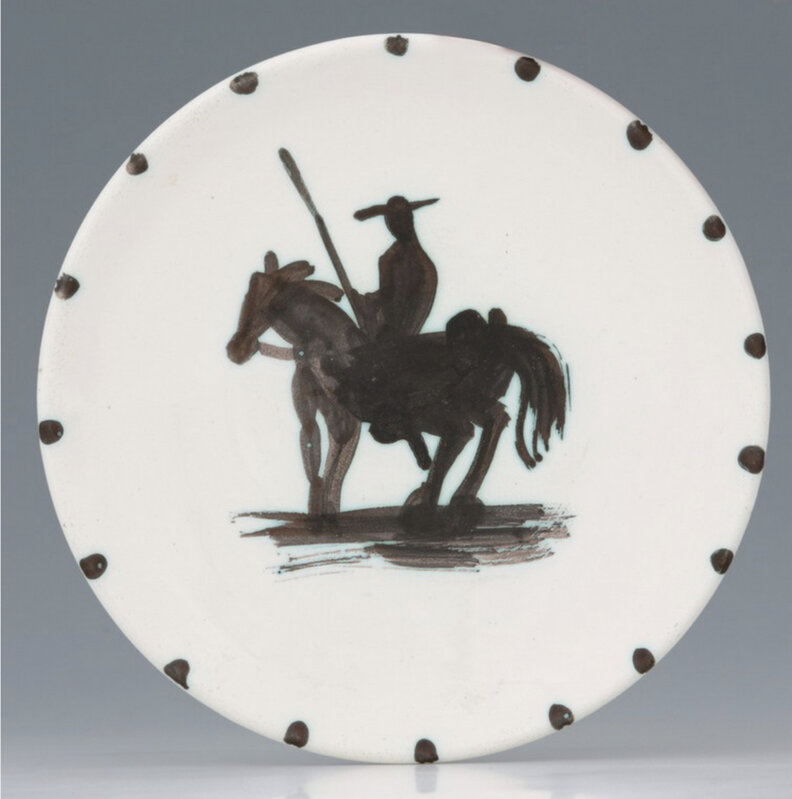 Pablo Picasso, ‘Picador’, 1952, Sculpture, Round plate, earthenware white, decor with paraffin oxidized, black and white enamel, BAILLY GALLERY