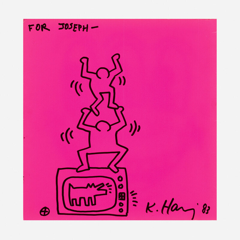 Keith Haring, ‘Tony Shafrazi exhibition catalogue with original drawing’, 1983, Ephemera or Merchandise, Black marker on spiral bound catalog, Rago/Wright/LAMA
