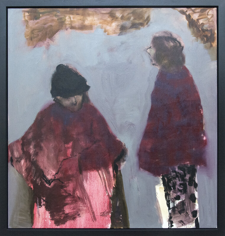 Jennifer Hornyak, ‘Connecting Red With Grey - large pink, blue, brown, figurative women oil’, 2020, Painting, Oil on canvas, Oeno Gallery