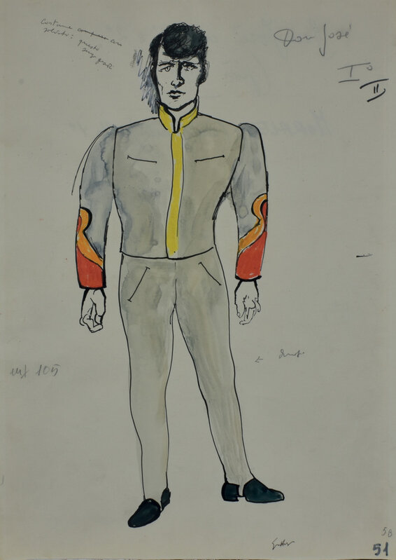 Renato Guttuso, ‘DON JOSE'’, 1970, Drawing, Collage or other Work on Paper, Black ink and watercolour on cardboard, Itineris