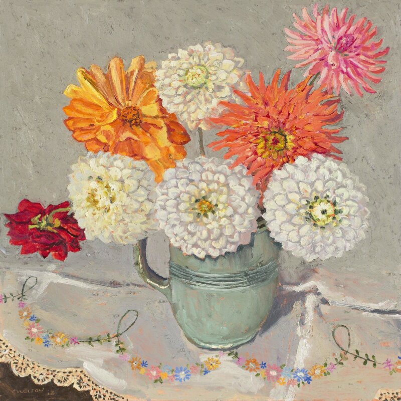 Lucy Culliton, ‘Daisies, green jug’, 2018, Painting, Oil on board, Jan Murphy Gallery