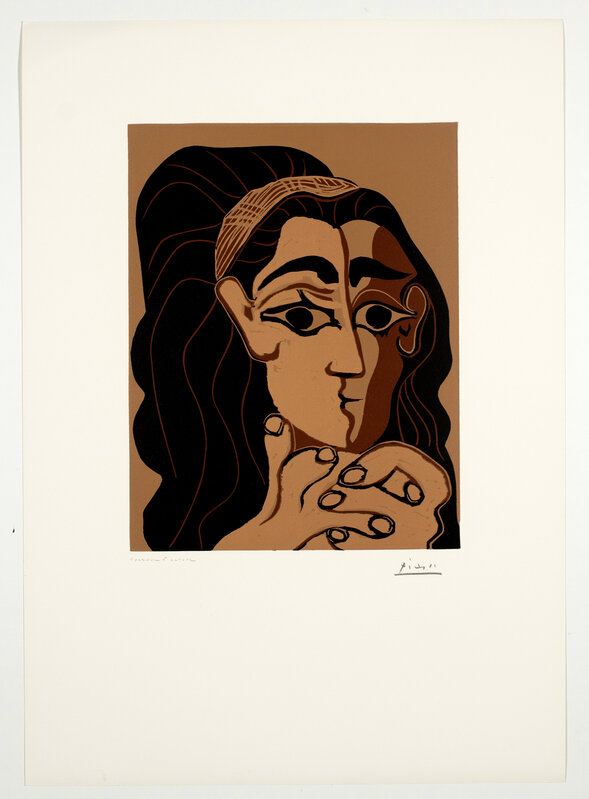 Pablo Picasso, ‘Portrait de Jacqueline au bandeau’, 1962, Print, Linoleum cut printed in colours, Coskun Fine Art