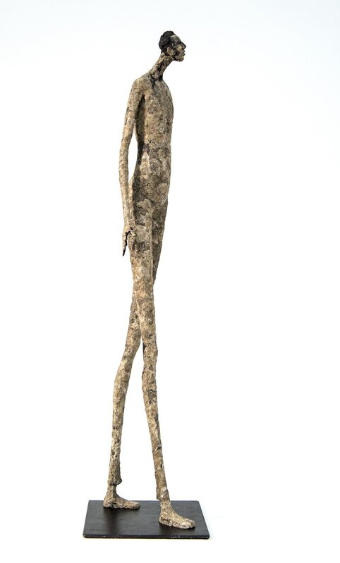 Paul Duval, ‘Alors - elongated, expressive, textured, figurative, male, paper mache sculpture’, 2020, Sculpture, Paper mache, pigment, wire, Oeno Gallery