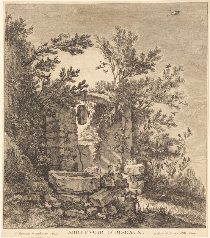 Quentin-Pierre Chedel after François Boucher, ‘Abreuvoir d'oiseaux (The Birds' Watering Place)’, 1754, Print, Etching on laid paper, National Gallery of Art, Washington, D.C.