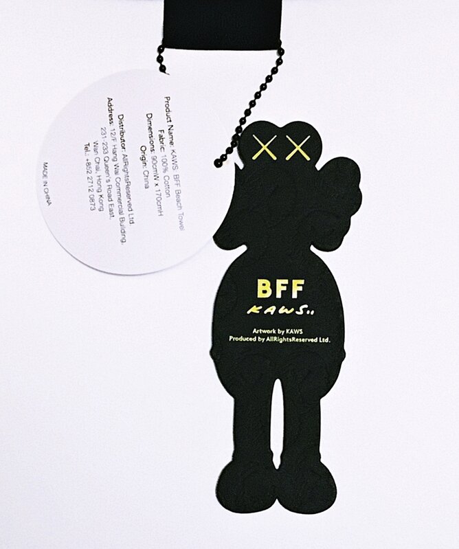 KAWS, ‘BFF Limited Edition Oversized Beach Towel with tag’, 2016, Textile Arts, Silkscreen on 100% Cotton Beach Towel, Alpha 137 Gallery Gallery Auction