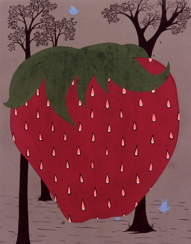 Clare Rojas, ‘Strawberry’, 2002, Painting, Gouache on wood plaque, Artsy x Tate Ward