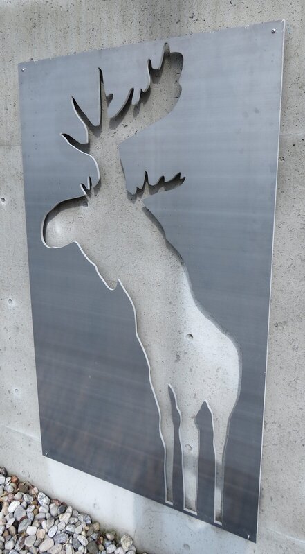 Charles Pachter, ‘Moose Relief II - large, animal, silhouette, brushed aluminum wall sculpture’, 2020, Sculpture, Water Jet Cut Aluminum, Oeno Gallery