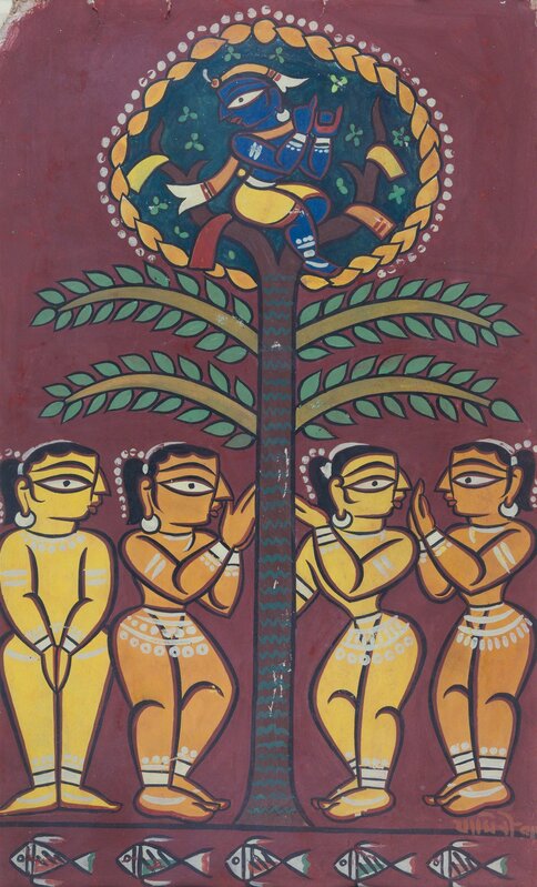 Jamini Roy, ‘Krishna with Gopis’, c. 1930, Painting, Tempera on board, Museum of Art & Photography 