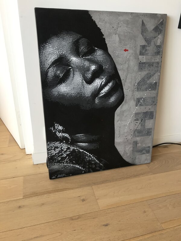 Jef Aérosol, ‘Aretha Franklin’, 2021, Painting, Concrete on Canvas, AYNAC Gallery