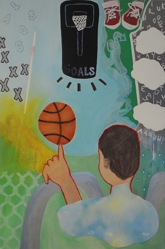 Cynthia Giron, ‘GOALS’, 2019, Painting, Acrylic, marker, airbrush, vinyl and collage on wood panel, Ro2 Art