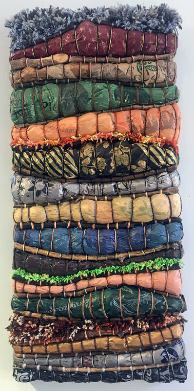 Laurie Russell, ‘Sedimentation’, 2019, Sculpture, Plastic Bags, Yarn, Wood on Stretched Burlap, Carter Burden Gallery