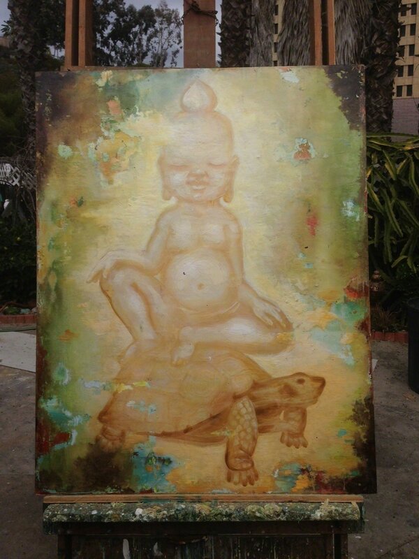 Christopher Reilly, ‘The Rare & Wonderful California Desert Buddhachild’, 2014, Painting, Encaustic, Watercolor, Pastel, Gesso on Panel, Archangel Gallery