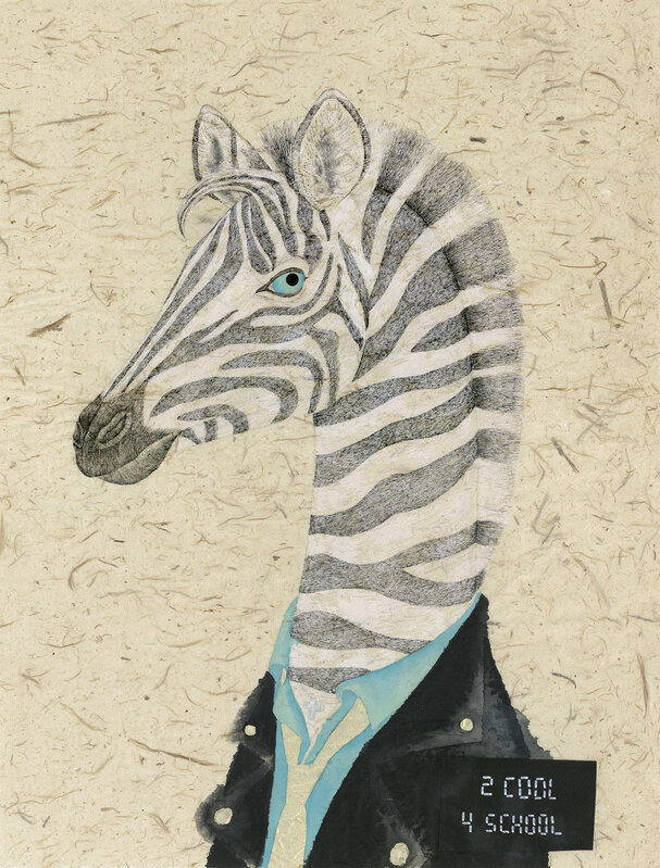 Fung Kuen Suet, Michelle, ‘Artist Mugshot: Zebra’, 2018, Painting, Mixed Media on Cloud-dragon Handmade Paper, Contemporary by Angela Li