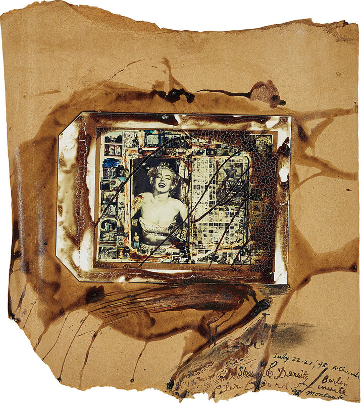 Peter Beard, ‘Stress & Density’, 1998, Photography, Unique work, comprising a Polaroid print mounted to brown paper with applied blood and ink., Phillips