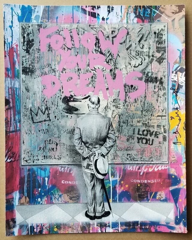 Mr. Brainwash, ‘Street Connoisseur - Follow Your Dreams (Pink)’, 2022, Print, Silkscreen and mixed media on paper, Artsy x Thurgood Marshall College Fund
