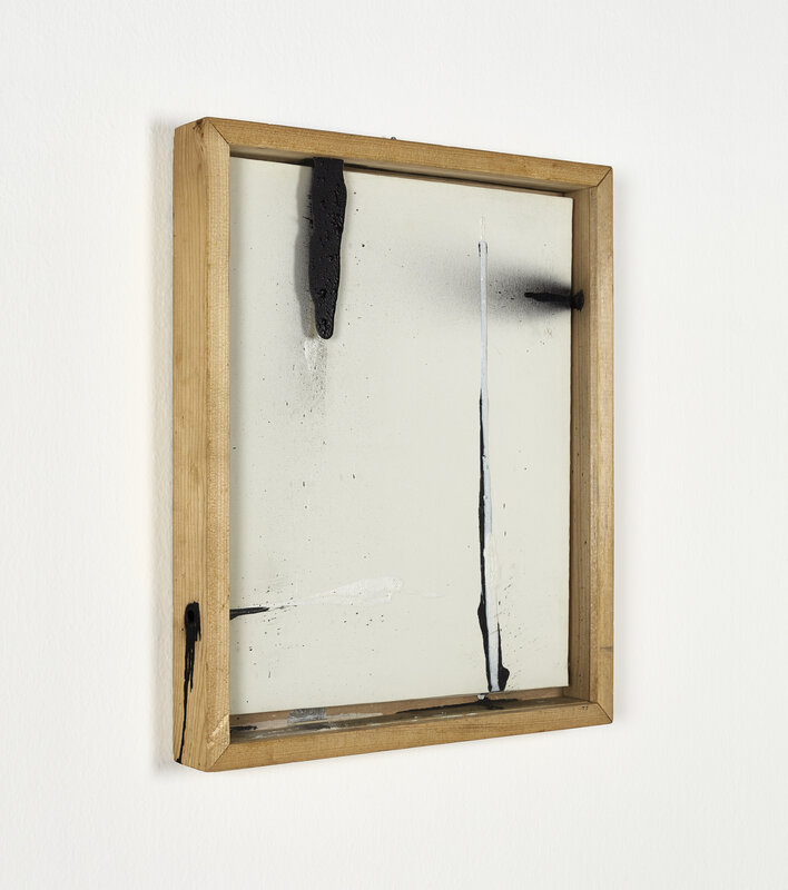 Goran Trbuljak, ‘Untitled (sprayed from the side)’, 1988-1992, Painting, Acrylic on canvas, wooden frame, glass, P420